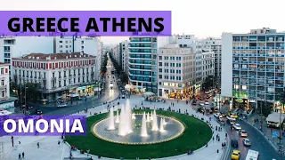 Greece Athens Omonia Square and Varvakios Central Municipal Market walking tour 4k