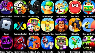 My Talking Tom 2,Skibidy.io,StickWar Legacy,Stumble Guys,Save The Doge,Poppy Playtime 3,Red Ball 4..