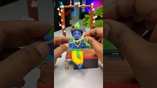Diy Krishna ji jhula and Krishna ji making with clay 🌸🦚 Janmashtami jhula decoration #shorts #short