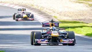 F1 Cars on the NÜRBURGRING! Red Bull Vettel & Coulthard on the Nordschleife