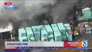 Firefighters called to 3-alarm blaze raging in Los Angeles County