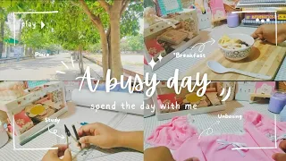 🌷a busy day in my life + study vlog 📚✍🏻|| college student life🎀|| unboxing 🧸🌟