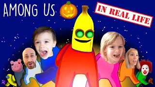 Among Us in Real Life at My PB and J House with Roblox Banana Eats in Real Life! 🎃