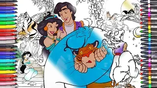 Disney Aladdin Animation Coloring Book: Aladdin, Jasmin, Genie & Magiccarpet Coloring Pages for kids