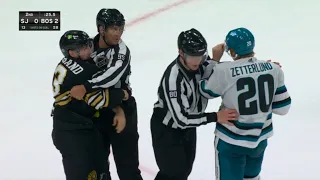 Bruins and Sharks hateful 2nd period “try the ribs”