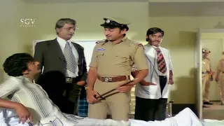 Police Dr. Rajkumar Warns Murderer In Hospital | Keralida Simha Kannada Movie Scene