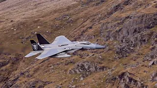 USAF F15 "Grim Reapers" penultimate low level flying sortie in Kirkstone pass Lake District UK.