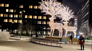 Christmas in Stockholm. Walk in Stockholm with lights, snow and Silent Night by the Covergirls