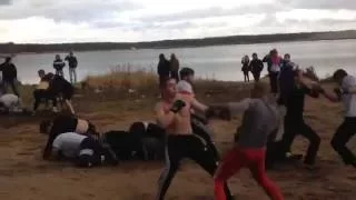 Russian football hooligans fight - TBF Indastrial (Spartak Msc) vs MG and Wilds (Zenit SPb)