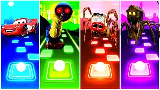 Thomas The Train exe vs Lightning Mcqueen vs Bus Eater vs Spider House Head l Tiles Hop EDM Rush!!