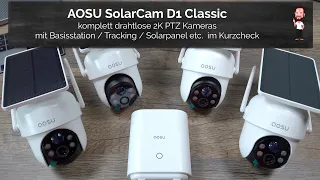 AOSU 2k Kamera - Kit D1 Classic | 4 komplett drahtlose PTZ WLAN Überwachungskameras im Kit