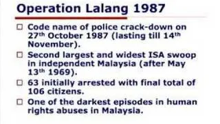 The Internal Security Act & Operasi Lalang 1987