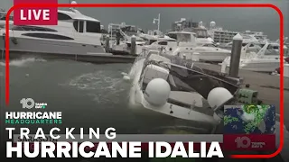 Yachts and boats sinking and flooding in Florida during Hurricane Idalia