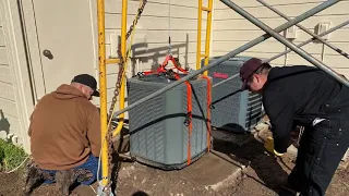 Pour concrete slab under AC units