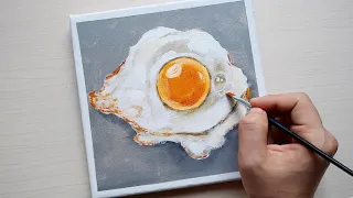 Easy Acrylic Painting #075 / Fried Egg Painting / Simple Drawing Step by Step / #painting