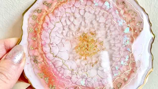 Gold & Iridescent Geode Resin Coasters