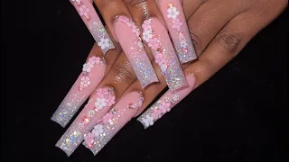 Glitter ombré nails | acrylic nail tutorial