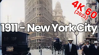 USA 1911 | Time travel to New York | AI restored old footage