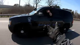 "I GOT YOUR PLATE, PULL OVER!" Nope 😂 - Bikes VS Cops #57