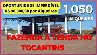 👉 OPORTUNIDADE 1.050 ALQ [🌱DUPLA APTIDÃO🐄] FAZENDA A VENDA NO TOCANTINS #agro #fazenda #tec2agro