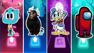 the_amazing_world_Gumball🆚️Ferdinand🆚️donald_duck🆚️amonus red♥️💥WHO WILL WIN💥 TILES HOP GAME💥#baby