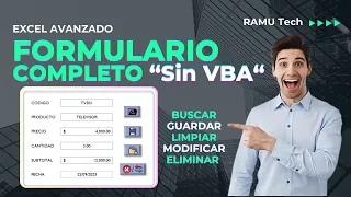 📊Formulario Completo SIN VBA en EXCEL📝👉Buscar, Registrar, Limpiar Modificar y Eliminar Datos☑️