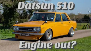 Datsun 510 engine removal - rust and gearbox issues!