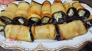 This snack recipe amazed everyone! The whole secret is in the delicious filling! Eggplant roll