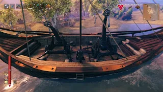 bomb fulings with catapult in boat: valheim ashlands