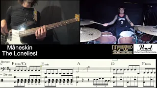 The Loneliest - Maneskin (Play along bass & drum notation)