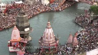 Aerial view of Kumbh Mela crowds