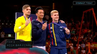 Top 3 in High Bar Final - 2022 Munich European Championship - Men's Artistic Gymnastics