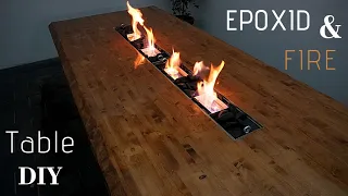 Epoxid Tisch selber bauen/Fire Epoxy Table DIY/Epoxid Ideen/ Esstisch/Gartentisch/Feuer Epoxid Tisch