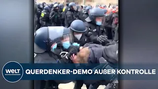 KRASSE BILDER: "Querdenker-Demo" in Kassel gerät außer Kontrolle – Polizei setzt Wasserwerfer ein