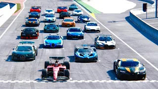Ferrari F1 2022 vs Bugatti Hypercars at Spa Francorchamps