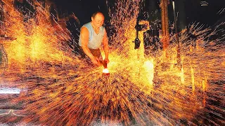 World's Sharpest tuna Knife - How to forge a Iron clad steel tuna knife