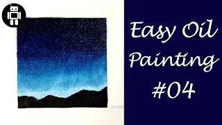 Night sky painting/ Easy landscape painting for beginners/ Silhouette art/ Oil painting tutorial #04