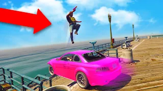 I JUMPED OVER HIS CAR AND MADE HIM DRIVE INTO THE OCEAN!! | GTA 5 THUG LIFE #437