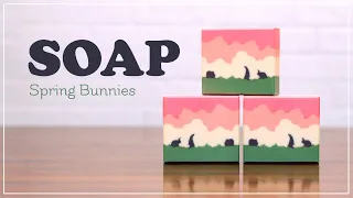 Spring Bunnies ~ Making Cold Process Soap  with the Sculpted Layers Technique ~ Retro Pink Clouds