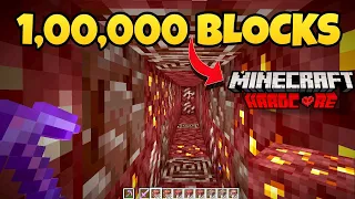 I Mined 100,000 Blocks in a STRAIGHT LINE In The Nether !