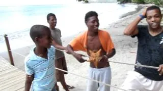 Kids selling shells  cayo levantado smana dominican republic