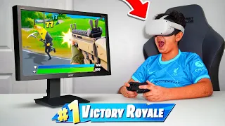 Kid Plays Fortnite In VR... (IT ACTUALLY WORKED!)