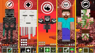 Minecraft HOW TO PLAY NETHER GHAST WITHER SKELETON HEROBRINE PIGMAN MONSTER SCHOOL BATTLE ANIMATION