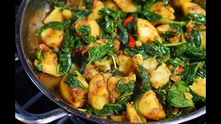 Curry Potato With Spinach #TastyTuesdays | Caribbeanpot.com