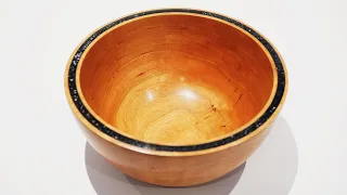 Woodturning | Cherry Bowl with Stone Inlay