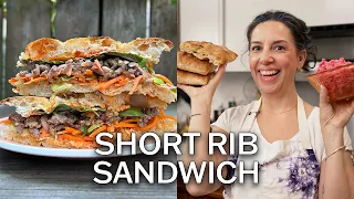 Sweet & Spicy Short Rib Sandwich with Quick Pickles