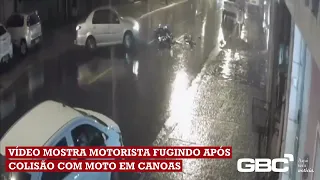 🔴 FLAGRA EM CANOAS | Vídeo mostra motorista fugindo após colisão com moto.