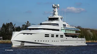 NORN / Yacht 1601 | maiden voyage of brand new LURSSEN superyacht with sailing at Kiel Canal | 4K