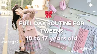 guide to productive full day routine for 10-17 olds🎀 #tween #routines