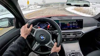 2023 BMW M340i xDrive - Snowy POV Test Drive (Binaural Audio)